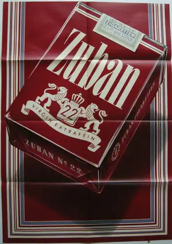 Plakat Zigarettenwerbung Zuban Packung Orig Lithografie 1953 Orienttabak