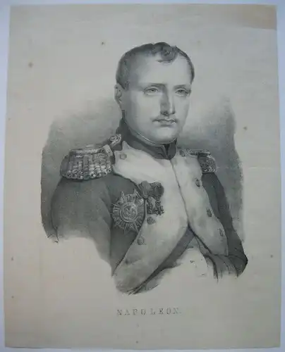 Napoleon Portrait Halbfigur Generalsuniform Orig Lithografie um 1830
