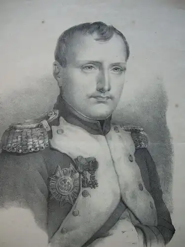Napoleon Portrait Halbfigur Generalsuniform Orig Lithografie um 1830