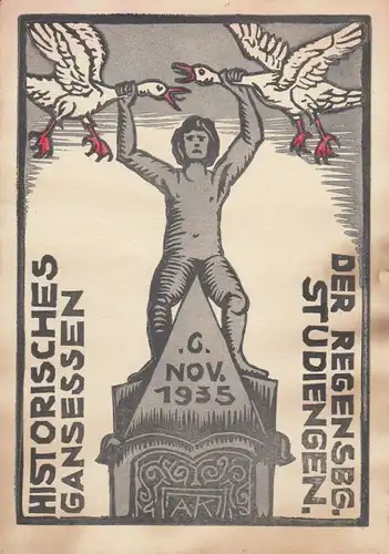 AK Studentika Regensburger Studiengenossenschaft Gansessen Holzschnitt 1935