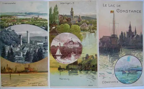Werbeflyer Bodensee Chromolithografien Compton Zeno Diemer 1900 Lac de Constance