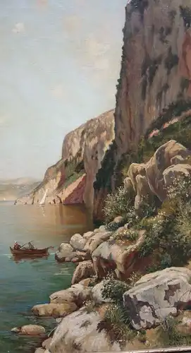 Edoardo Raimondi (1837-1919) Capri Steilküste Italia Öl auf Leinwand 1905 sign