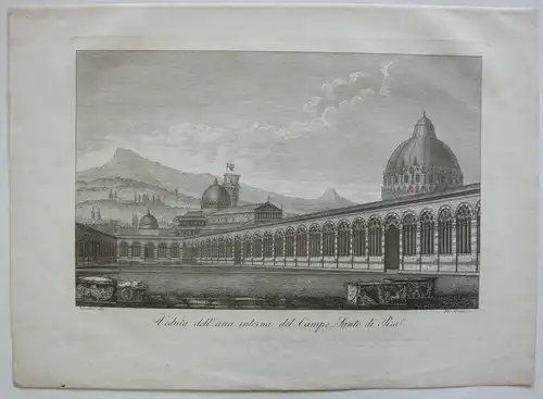 Ranieri Grassi (XIX) Campo-Santo di Pisa Orig Kupferstich 1829 Italia Italien