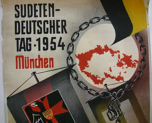 Plakatentwurt Vorzeichnung Sudetendeutscher Tag München 1954 Gouache