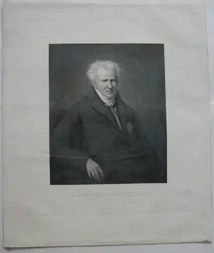 Alexander von Humboldt (1769-1859) Portrait Halbfigur Orig. Radierung 1850