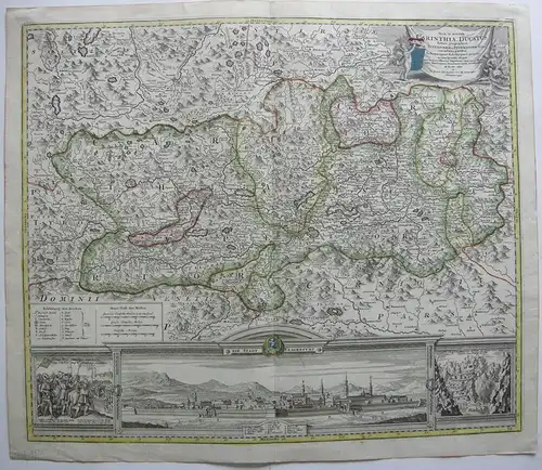 Herzogtum Kärnten Orig Kupferstich Homann 1720 Ansicht Klagenfurt  Österreich