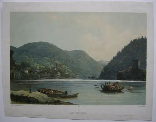 Der Wirbel Donauwirbel Donaureise Niederösterreich kol Lithografie Sandmann 1850