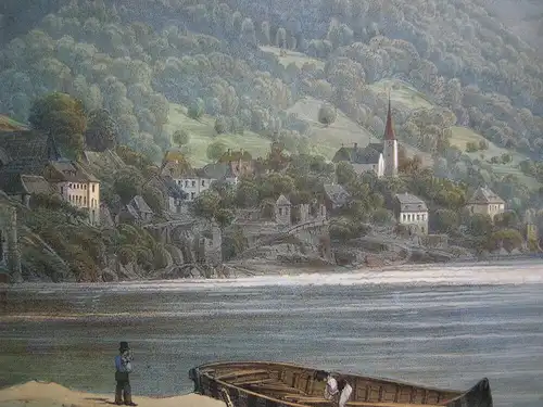 Der Wirbel Donauwirbel Donaureise Niederösterreich kol Lithografie Sandmann 1850