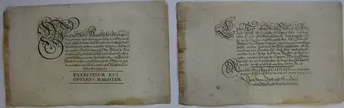 Schreibmeister 2 Blatt Schreibmeisterbuch 17. Jahrhundert Kalligraphie