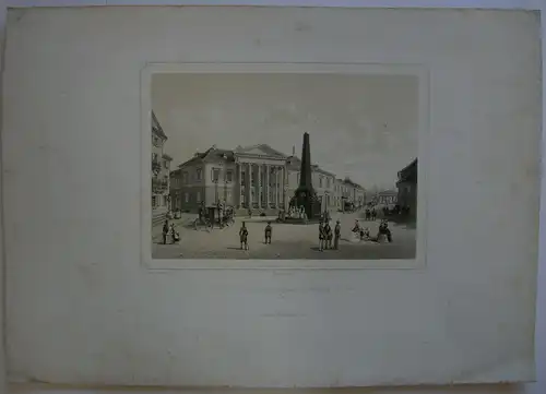 Karlsruhe Palais Markgrafen Wilhelm Max getönte Orig Lithografie G. Obach 1840