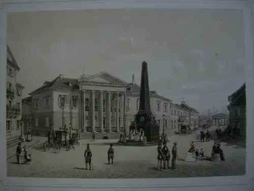 Karlsruhe Palais Markgrafen Wilhelm Max getönte Orig Lithografie G. Obach 1840