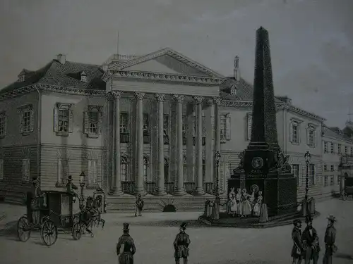 Karlsruhe Palais Markgrafen Wilhelm Max getönte Orig Lithografie G. Obach 1840