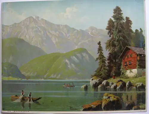 Kochelsee Oberbayern Alpensee Orig. Chromolithografie 1900 Robert Kämmerer