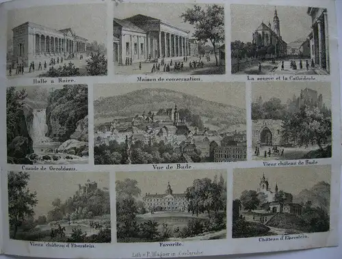 Zähringer Hof Baden Hotel-Folder 4 Lithografien Baden Württemberg um 1850