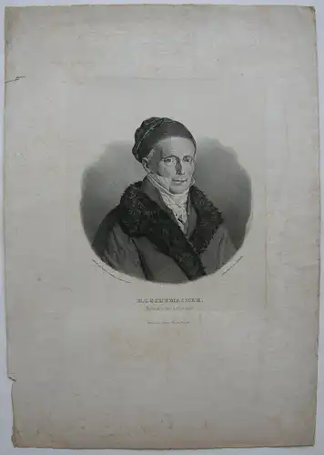 H. C. Schumacher (1780-1859) Astronom Geodät Orig. Lithografie Ausborn 1850
