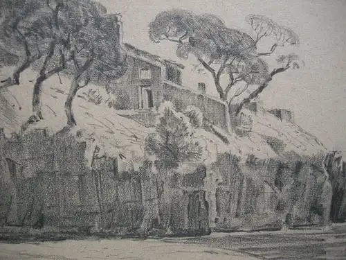 Amalfi Felsküste mit Haus Italia Orig Bleistiftzeichnung 1924 Monogrammist E. H.