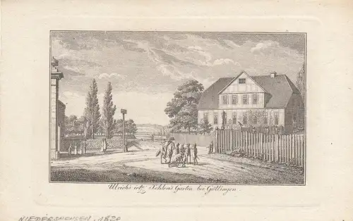 Ulrich's Sehlen's Garten bei Göttingen Stummbuchkupfer E. L. Riepenhausen 1820