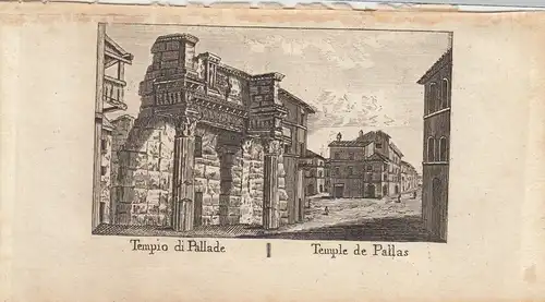 Tempio di Pallade Pallas Tempel Roma Italia Orig Kupferstich Vasi 1816
