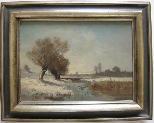 Fritz Halberg-Krauss (1874-1951) Winter Dachauer Moos Gemälde 1920 signiert