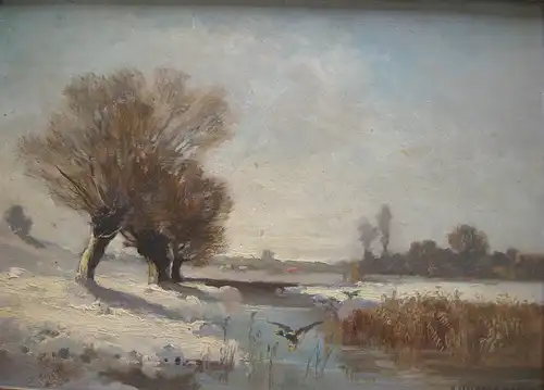 Fritz Halberg-Krauss (1874-1951) Winter Dachauer Moos Gemälde 1920 signiert