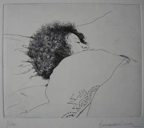 Xavier Serra de Rivera (1946) Schlafende junge Frau Orig Radierung signiert 1980