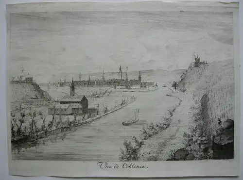 Seltene Ansicht Koblenz Rheinland-Pfalz Orig Kupferstich 1700