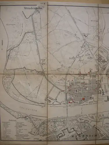 Ludwigshafen Übersichtsplan Stadtplan Orig Stahlstich 1891 Rheinland-Pfalz