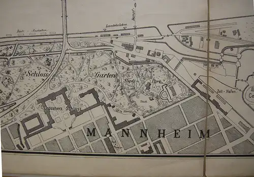 Ludwigshafen Übersichtsplan Stadtplan Orig Stahlstich 1891 Rheinland-Pfalz