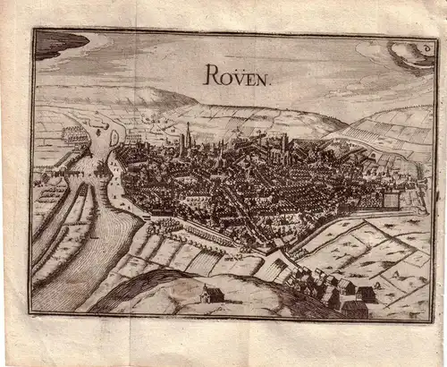 Rouen France Frankreich Orig. Kupferstich 1670 Gravure de cuivre