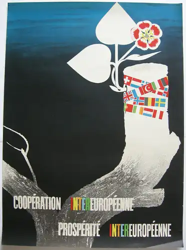 Orig Plakat Cooperation Prosperité intereuropenne 1947 Offset