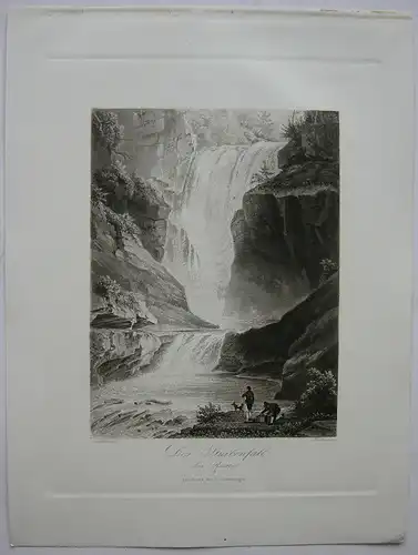 Stuibenfall bei Reutte Tirol Österreich Orig Aquatinta-Radierung 1840