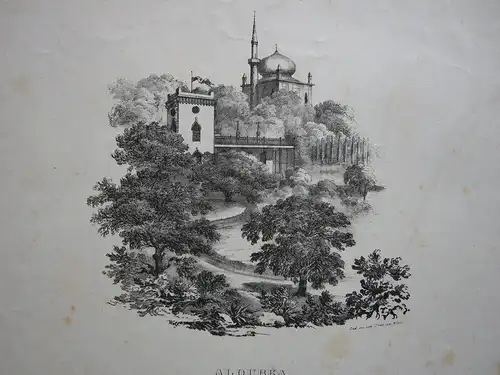 Alubka Krim Russland Südküste Orig Lithografie 1830 Moschee