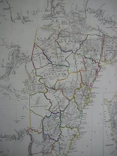 Neu Süd-Wales New South Wales Australia Kolor lithographed Map 1856 Sydney