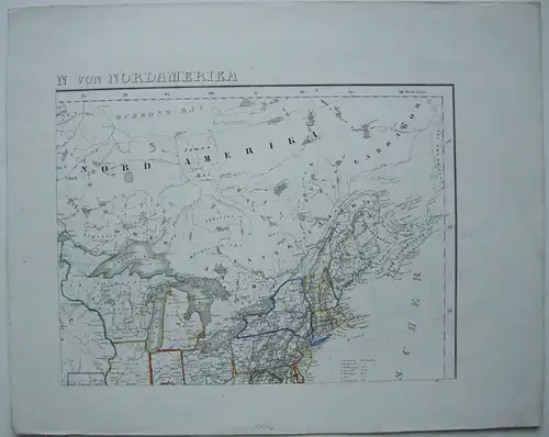 Nordamerika USA Northern America kolor Orig Lithografie 1846