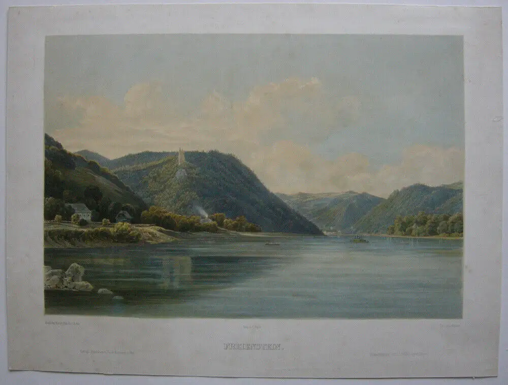 Freyenstein Neustadtl Donaureise Niederösterreich kol Lithografie Sandmann 1850 0