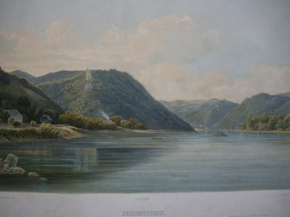Freyenstein Neustadtl Donaureise Niederösterreich kol Lithografie Sandmann 1850 1