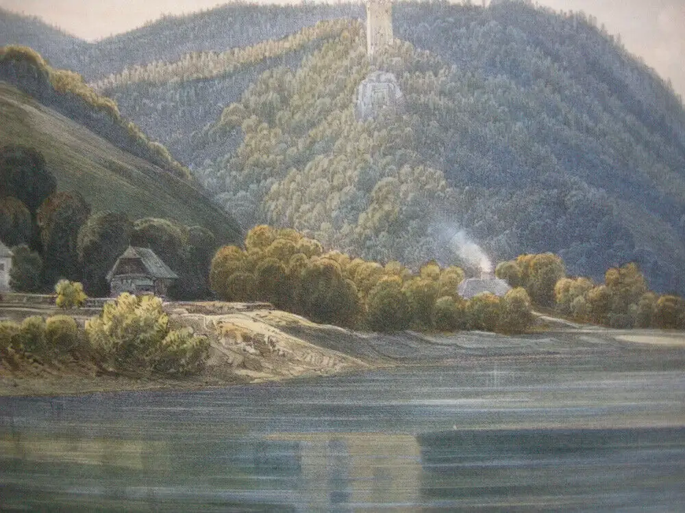 Freyenstein Neustadtl Donaureise Niederösterreich kol Lithografie Sandmann 1850 2