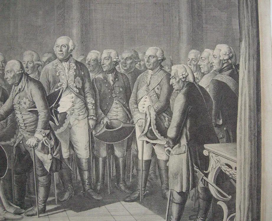 Daniel Chodowiecki (1726-1801) Zieten vor seinem König Orig. Kupferstich 1786 2