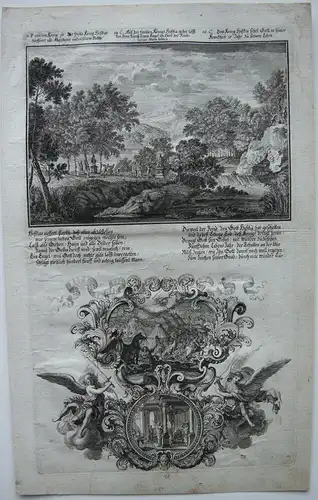 Johann U. Krauss (1655-1719) König Histius Abgötter Bibel Orig Kupferstich 1698