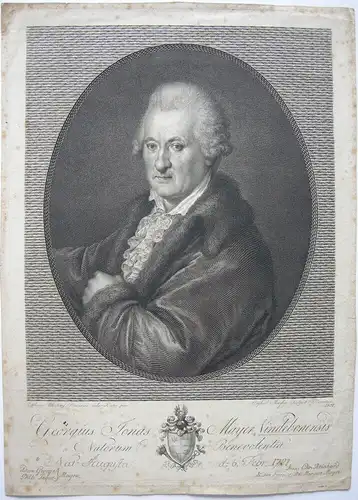 Georg Jonas Mayer (1672-1749) Notar Regensburg Orig Kupferstich Morghen 1801