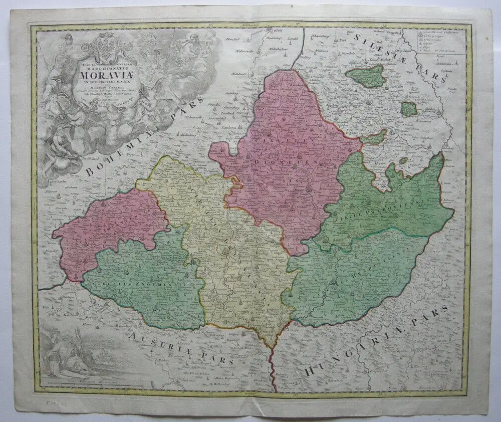 Mähren Tschechien Slowakei Morava kol Kupferstichkarte Homann 1720 0