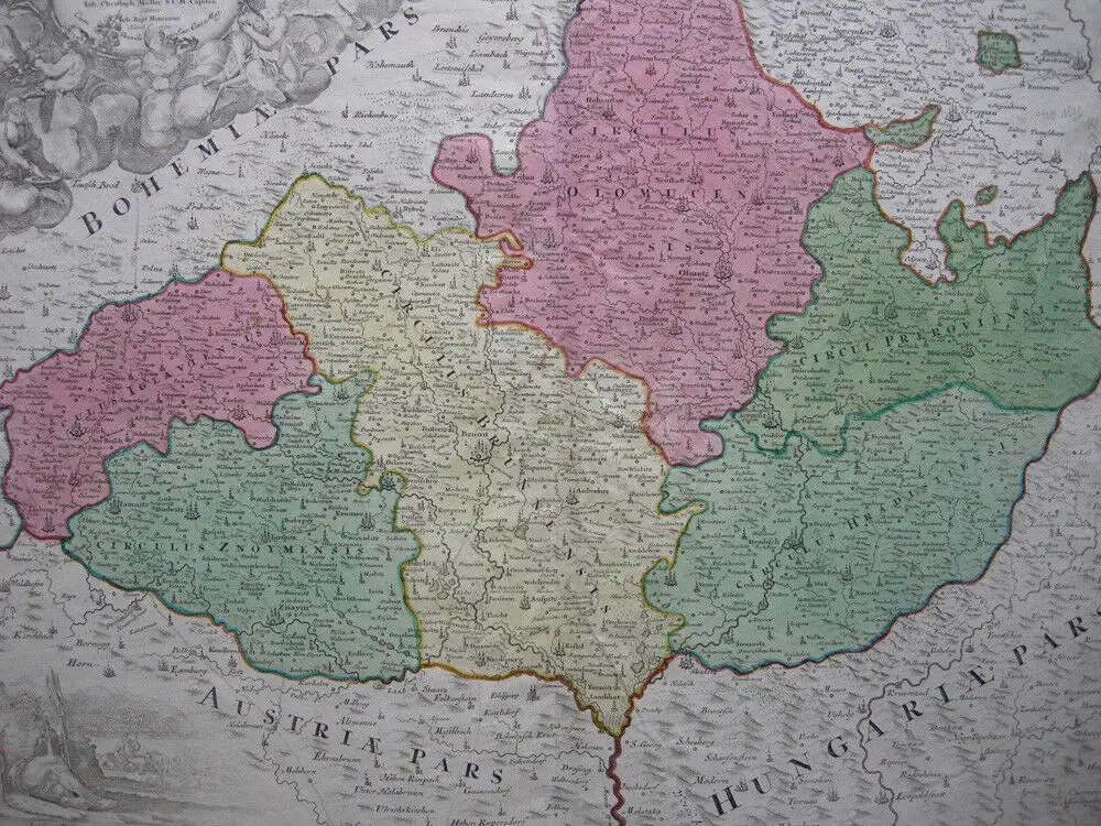Mähren Tschechien Slowakei Morava kol Kupferstichkarte Homann 1720 1