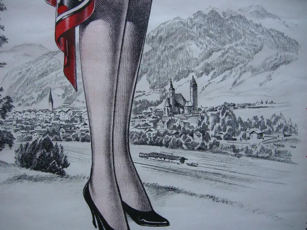 Plakat Central-Magazin Sport Mode Schmuck Kitzbühl Lithografie 30er Jahre 1