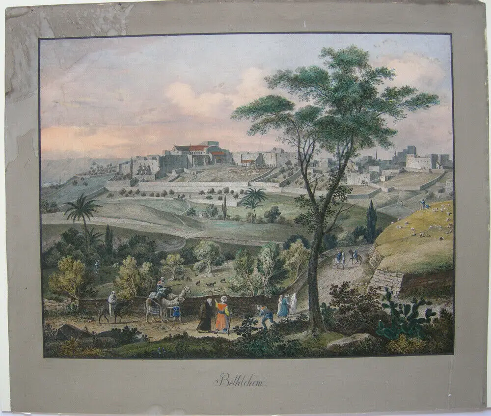 Bethlehem Gesamtansicht Orig Farblithographie Wegelin 1845 Palästina Hl. Land 0