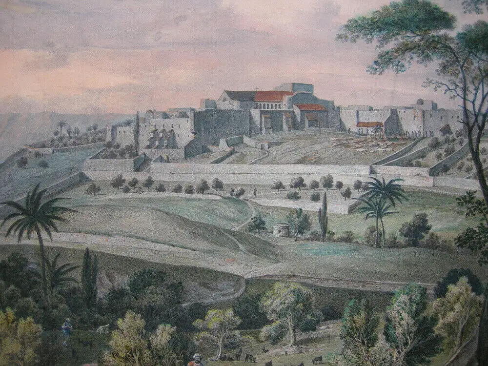Bethlehem Gesamtansicht Orig Farblithographie Wegelin 1845 Palästina Hl. Land 2