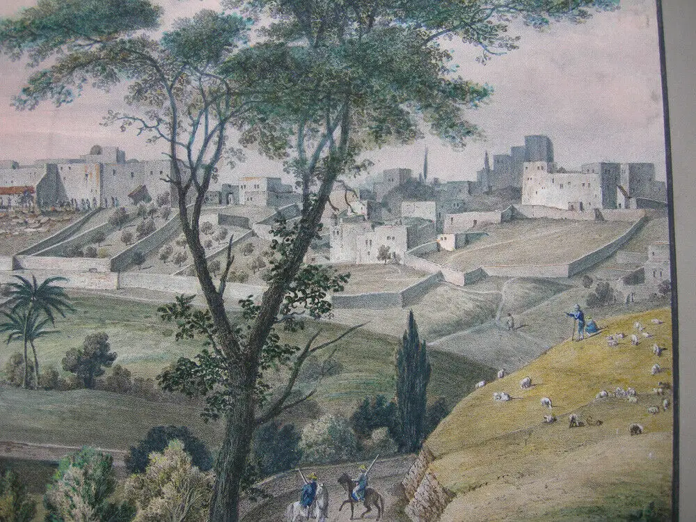 Bethlehem Gesamtansicht Orig Farblithographie Wegelin 1845 Palästina Hl. Land 3