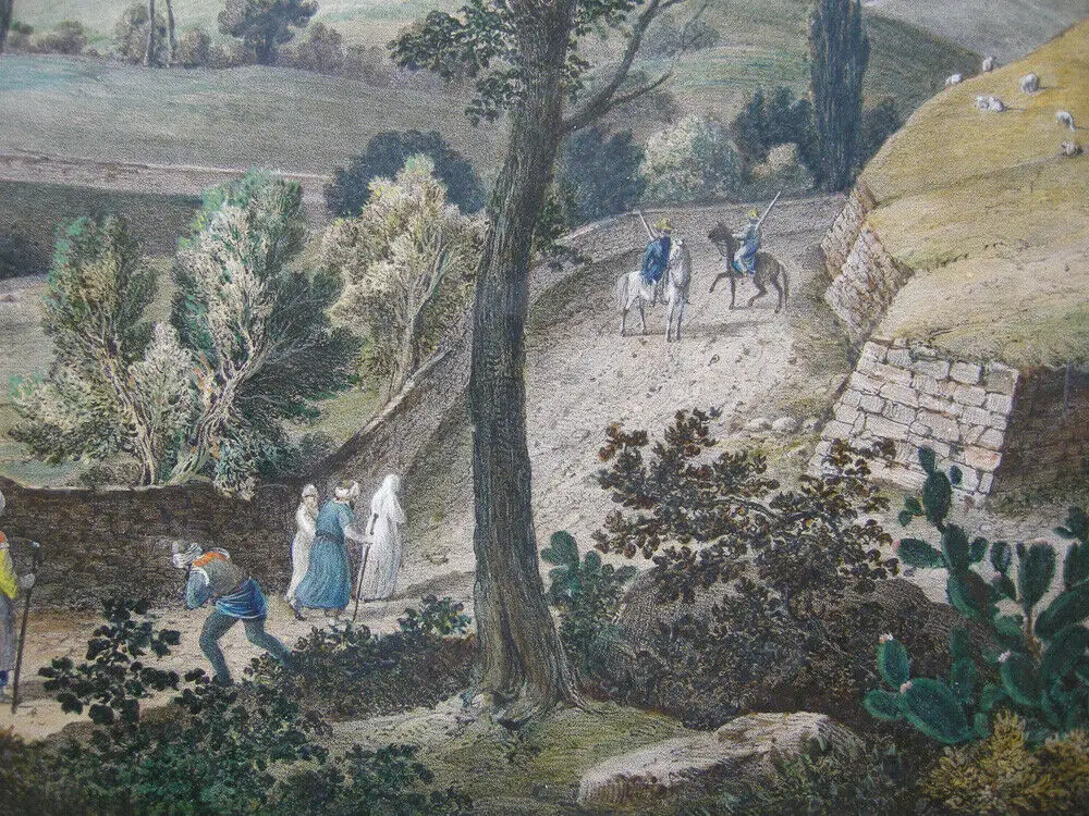 Bethlehem Gesamtansicht Orig Farblithographie Wegelin 1845 Palästina Hl. Land 5