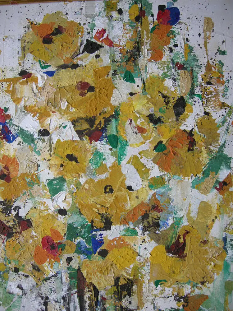 Hans Prähofer (1920-2005) Blumenstilleben in Gelb Öl auf Leinwand 1989 sign 2