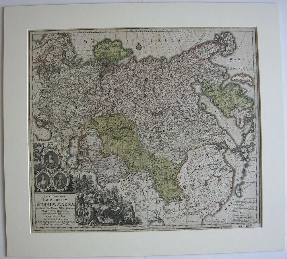 Russland Großrussland Orig Kupferstichkarte M. Seutter koloriert 1710 0