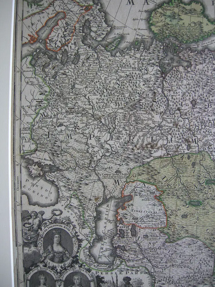 Russland Großrussland Orig Kupferstichkarte M. Seutter koloriert 1710 1